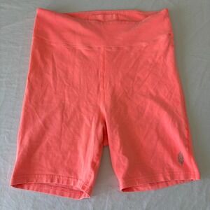 Free People Movement Womens Neon Coral High-Rise Stretch Biker Shorts Size L